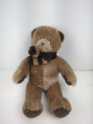 Brookstone NAP Brown Teddy Bear Stuffed Animal 14'' Scarf