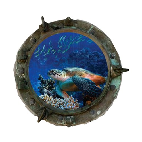 MySticky Marine Animals 3D Decal Round Porthole Removable Vinyl Peel & Stick - Afbeelding 14 van 29