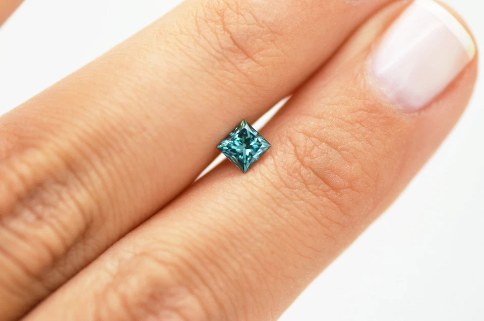 Loose Princess Shaped Diamond Fancy Blue Polished 0.52 Carat Real VS1 Enhanced - Image 2 of 4