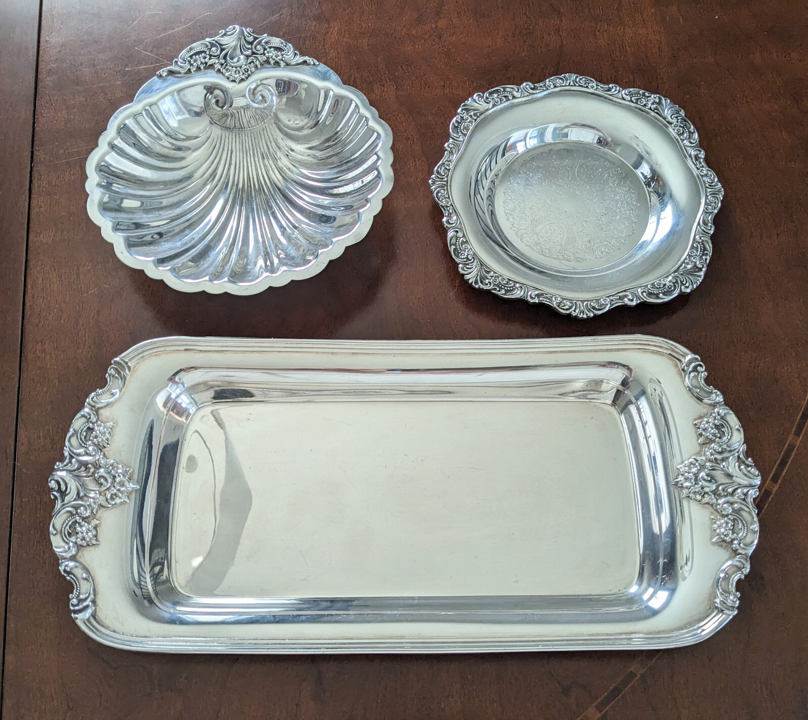 3 Wallace Grande Baroque Silver Plate Trays 210 244 and 278 eBay
