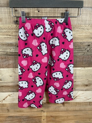 Hello Kitty Pink Hearts Girls 4 Pajama Pants Cat Fleece Stretch Warm PJ Bottoms - Picture 3 of 3