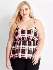 Future Collective Gabriella Pink Black Empire Top Spaghetti Strap New Woman 4X