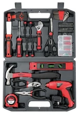 45 pc Handy Man Tool Set Rechargeable Screwdriver Hammer Level Scraper Hex Keys