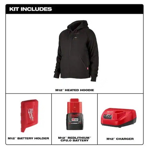 Milwaukee Tool M12 Heated TOUGHSHELL Black Jacket Kit Includes Battery
