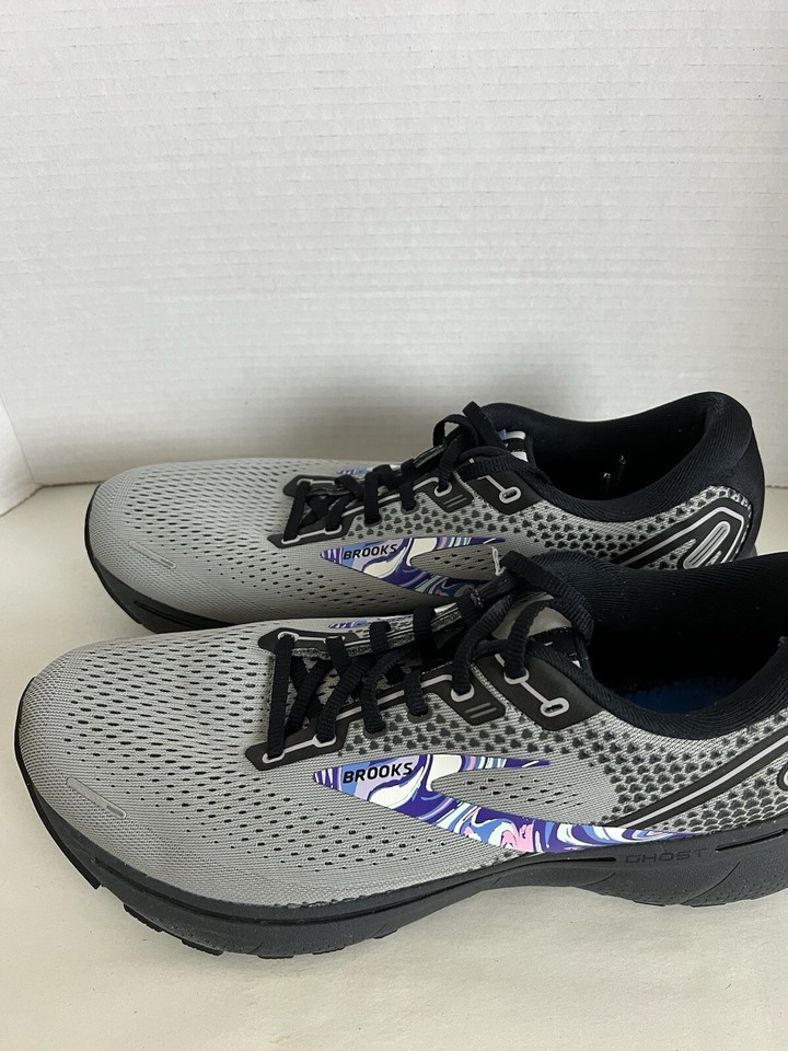 Brooks Men's Ghost 14 Neutral Running Shoes Grey Black Purple Needs