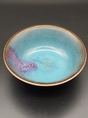 清代钧瓷紫斑天青釉茶盏Antique Chinese Qing Jun Kiln Porcelain Blue