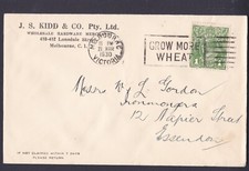 1930 KING GEORGE V 1d PRE-DECIMAL STAMP J.S. KIDD & Co COMMERCIAL COVER #B156