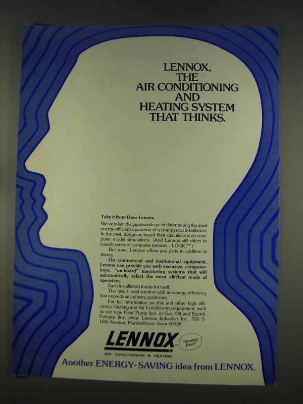 1977 Lennox Heating and Air Conditioning Ad Thinks