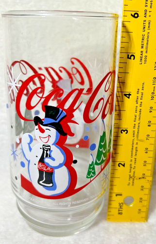 Vtg Coca-Cola Drinking Glasses Snowman Christmas Holiday Winter Scene Set of 5 - Picture 5 of 6