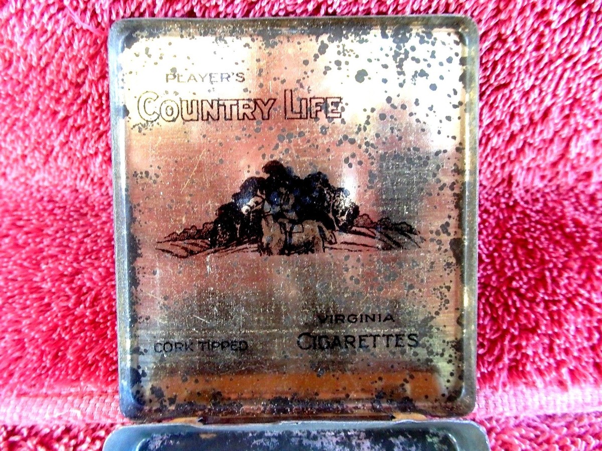 VINTAGE PLAYER'S COUNTRY LIFE EMPTY CIGARETTES TIN