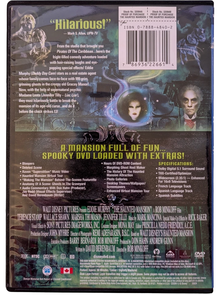 The Haunted Mansion (DVD, 2003) - Image 2 of 2