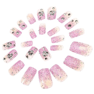2 Pack Künstliche Bling Fingernagel Glitter Lila Fälschungen Nägel Mit Strass