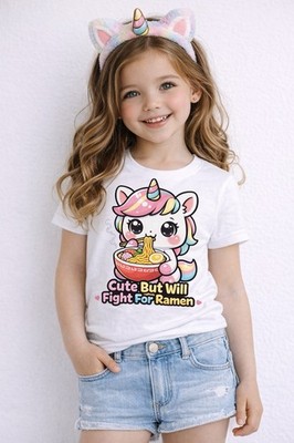 Cute Unicorn Ramen Shirt Spoiled Stylish & Slurping Kawaii Food Lover Tee Med