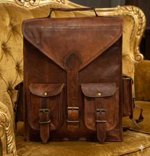 Ultra Fine Leather Rucksack Vintage Travel Laptop Genuine Men's Brown New Men