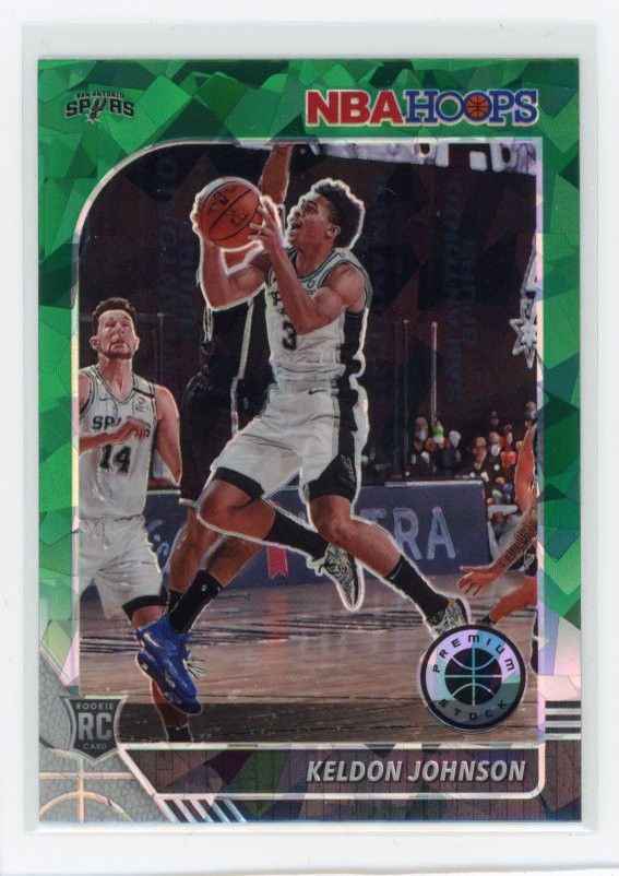 2019-20 Hoops Premium Stock #224 Keldon Johnson Prizms Green Cracked Ice D11