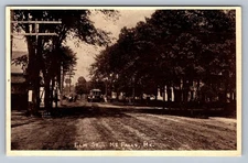Postcard Maine  Mechanic Falls Elm Street Trolley Dirt Road Unposted K307