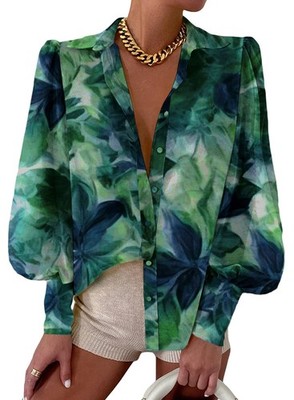 EVALESS Womens Tops Button Down Shirts Print Long Sleeve Blouses for Women Fa...