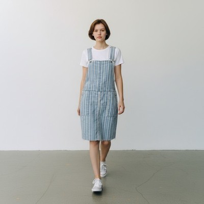 Love Fire Women's XL Red White And Blue Striped Bib Overall Denim Country Skirt