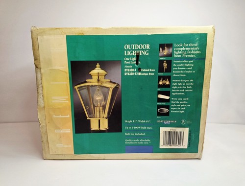 Vintage Premier Solid Brass Outdoor Post Light W/ Beveled Glass New Open Box NOS - Picture 3 of 13
