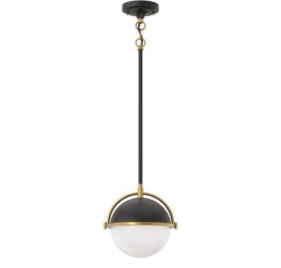 Briignite Modern Black Gold 1-Light Pendant Light with Milky Glass Sphere, E26 B