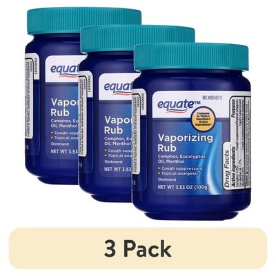 (3 PACK) Equate Vaporizing Rub Ointment, 3.53 oz. Compare to Vicks Active.