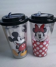 Home Design Mickey Mouse  Minnie Mouse 16 OZ Tumbler Set Insulated Cups W/Lids