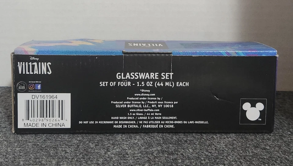 Nuevo Juego de Cristalería Villanos Disney 4 Vasos de Chupito Ursula Cruella Reina Malificante Foto 2 de 4