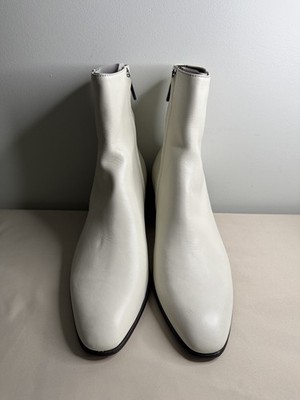 Alessandro VASINI Juan 60mm White Ivory Leather Chelsea Boots 