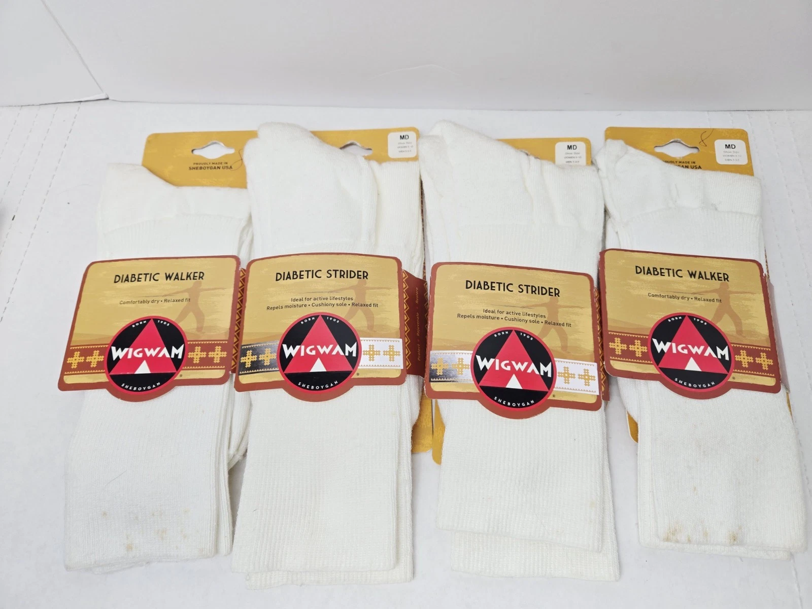 Wigwam Diabetic Walker socks NEW Unisex sz Medium 4 pairs
