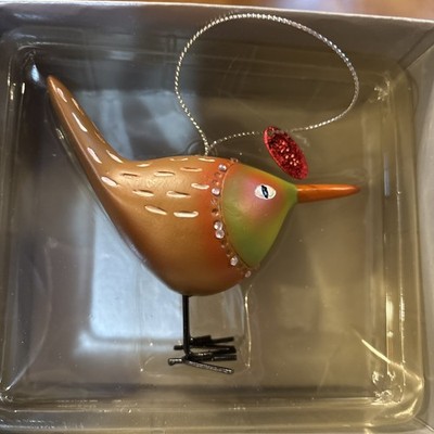 2008 Nordstrom Whimsical Bird Ornament By Lisa Evans in Original Box