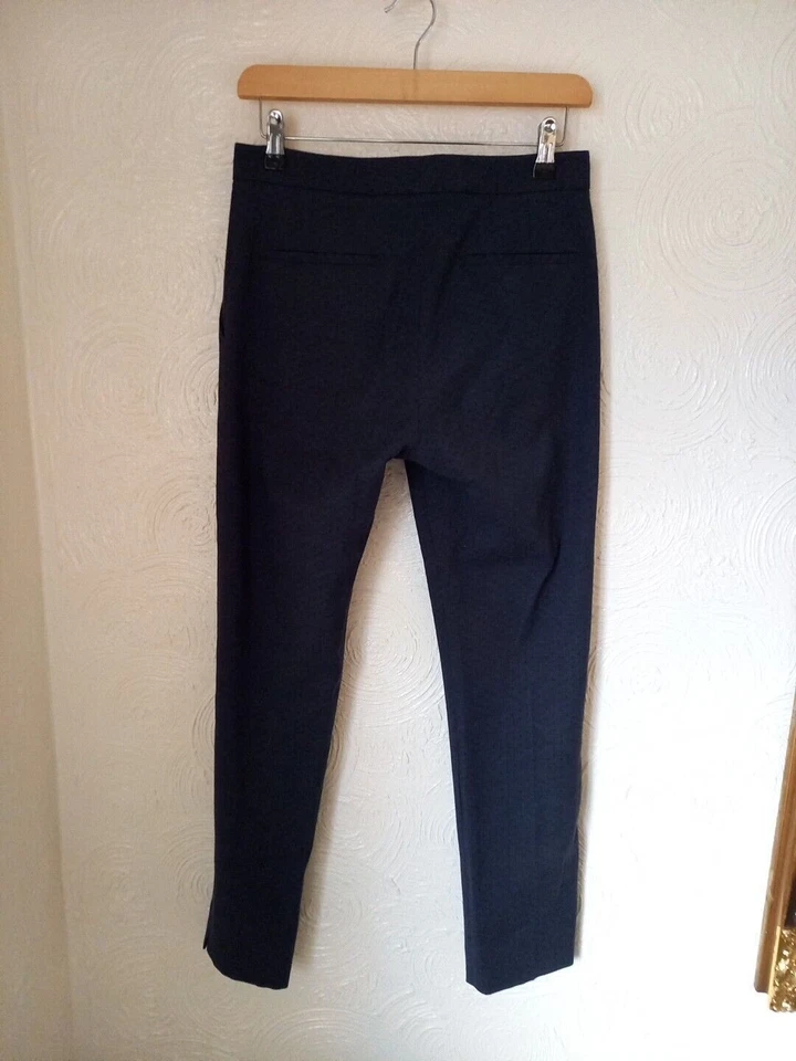 Jigsaw London UK 6 Blue Jacquard Slim Leg Cotton Mix Trousers Workwear Career - Image 4 of 4