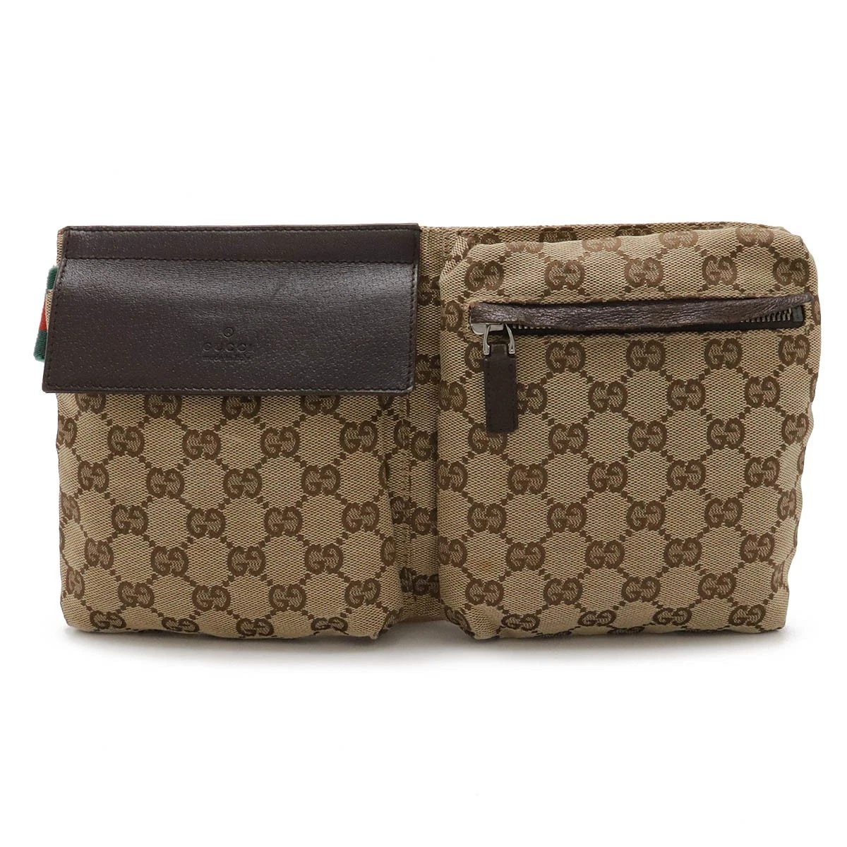 Sac à bandoulière GUCCI GG toile ligne sherry pochette taille sac hanche cuir kaki