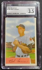 BOB LEMON 1954 BOWMAN #196 CLEVELAND INDIANS CGC 3.5