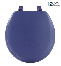 Navy Blue Soft Padded Toilet Seat Premium Cushioned Standard Round Cover Comfort