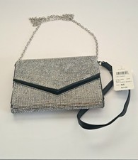 Rhinestone PU Leather Wallet on Chain Cell Phone Wristlet Clutch Purse Crossbody