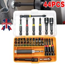 1/4” Impact Drill Screw Driver Nut Bit Magnetic Set Hex Shank 44X Hi-Spec UK