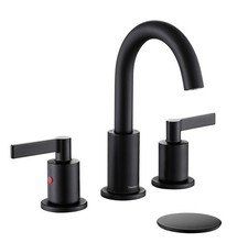 Matte Black 2 Handle 8 Inch Widespread Bathroom Sink Faucet with Pop-Up Drain...