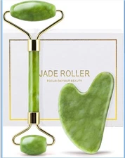 Jade Roller and Gua Sha Set - Guasha Tool for Face - Skin Care Gift Set