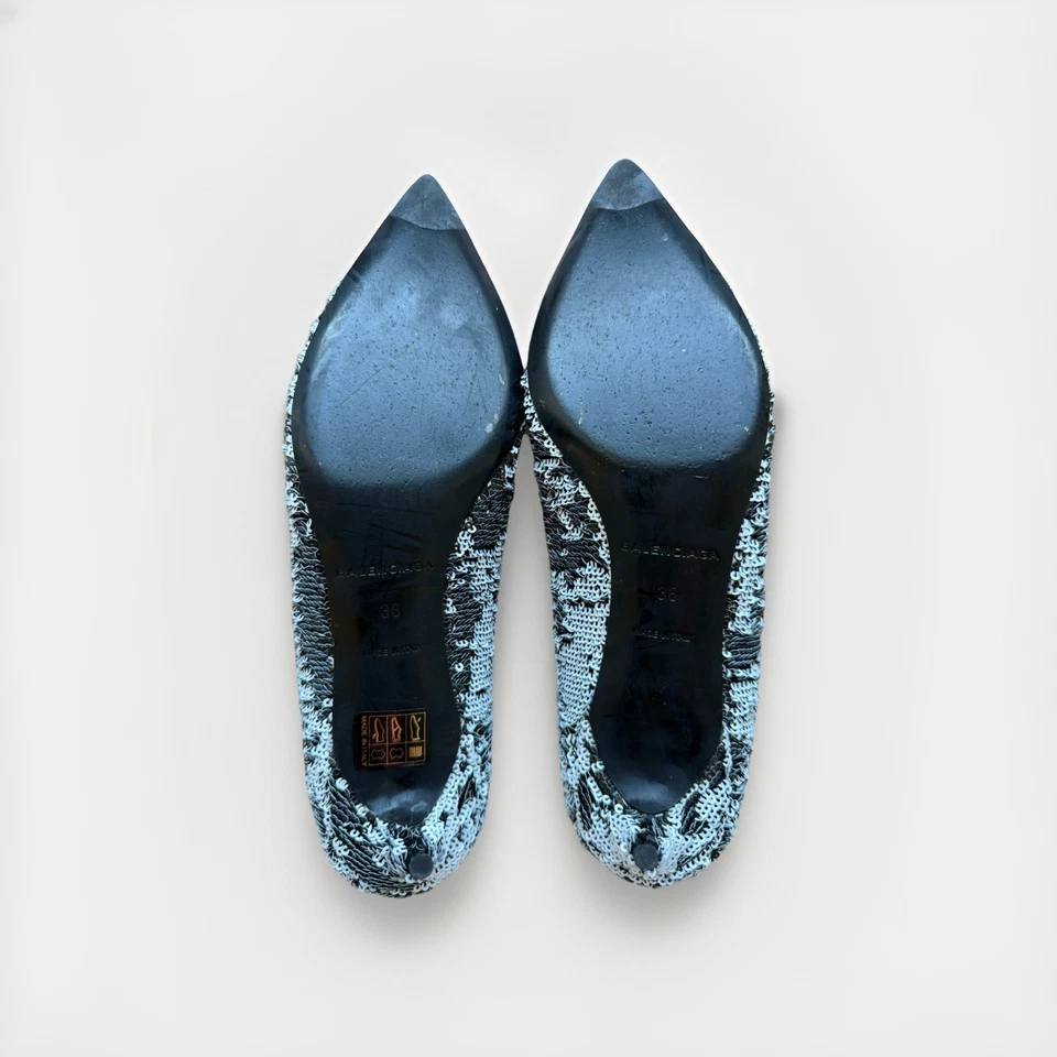 Zapatos de salón Balenciaga Paris para mujer con lentejuelas en punta - negros/plateados - talla 38 Foto 4 de 4