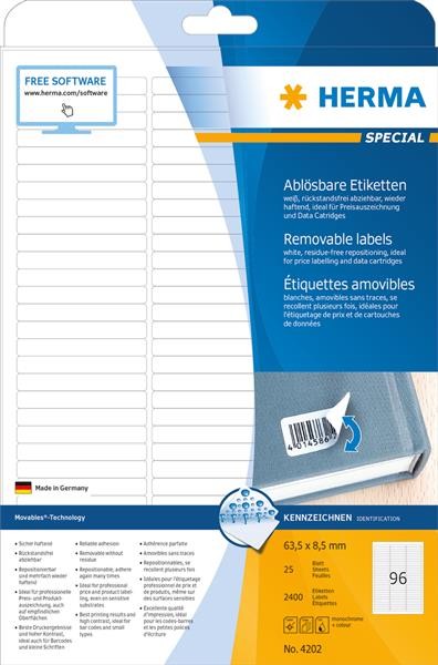 Herma Universal-Etiketten Special, 63,5 X 8,5 Mm, Weiá-image