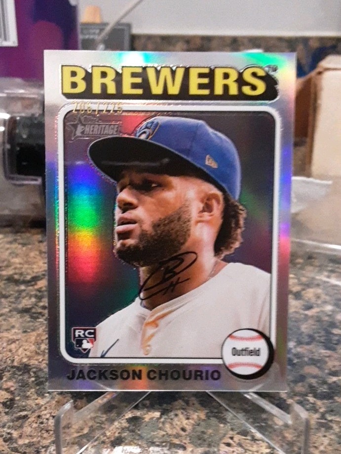 2024 Topps Heritage Chrome Silver Refractor /225 Jackson Chourio RC Brewers