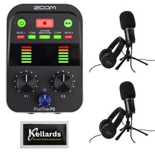 Zoom PodTrak P2 Dual USB Mic Recorder w/ ZUM-2 Podcast Mic 2 Pack  Wipes KIT