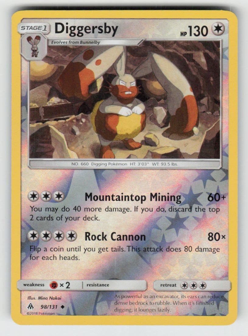 Reverse Holo Diggersby 98/131 Uncommon Forbidden Light Near Mint