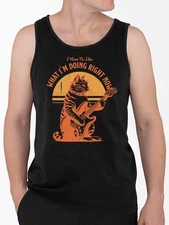 Cat With Guitar Retro Vibes Tee Tank Top Men's Black