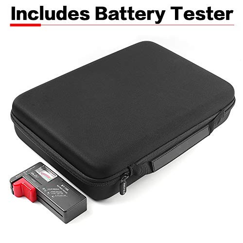 Battery Organizer Storage Case with Tester, Battery Box Holder Garage Large
