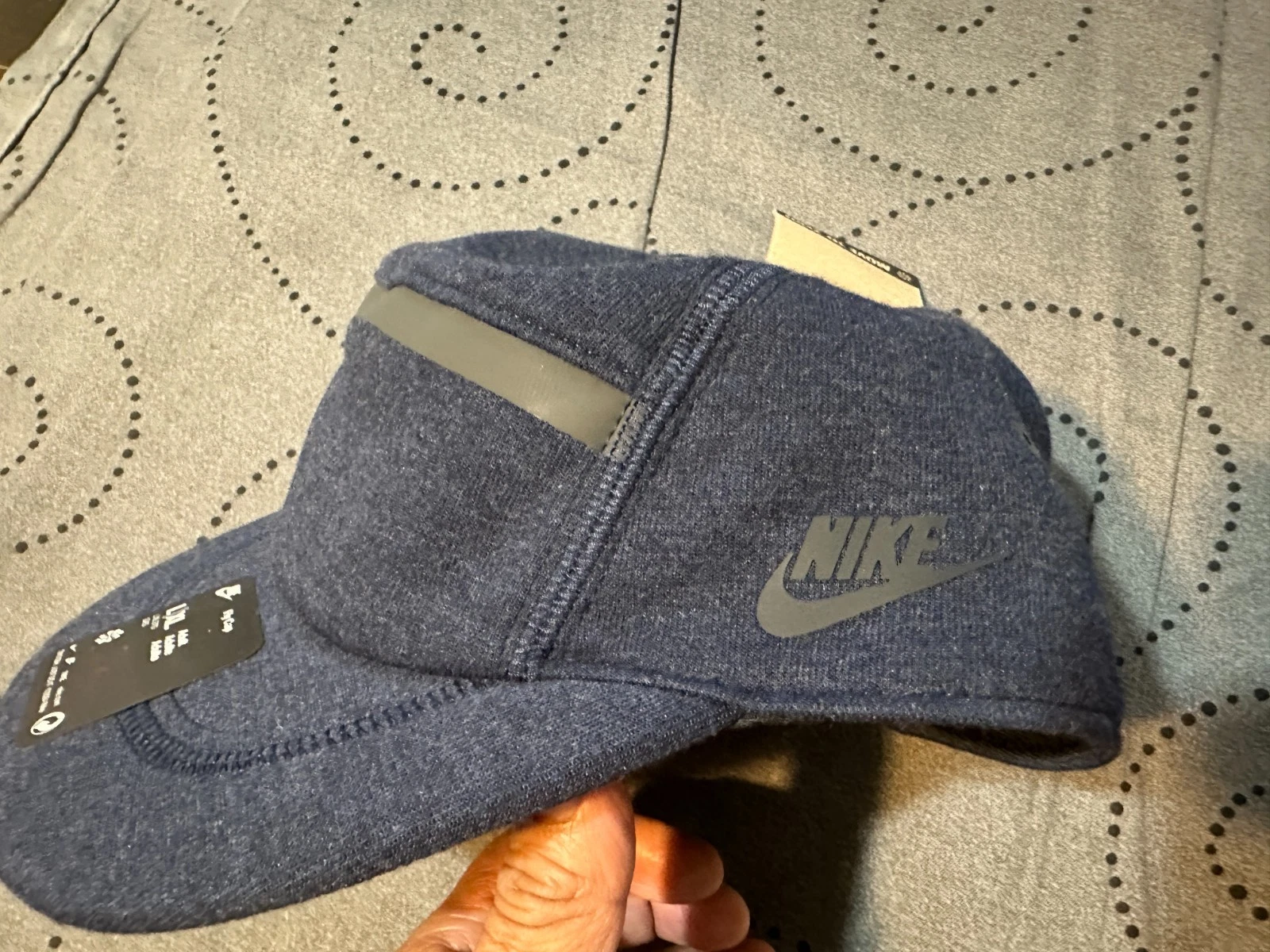 NIKE UNSTRUCTURED FLAT BILL TECH FLEECE #451 H. BLUE HAT SIZE L/X UNISEX NWT $35