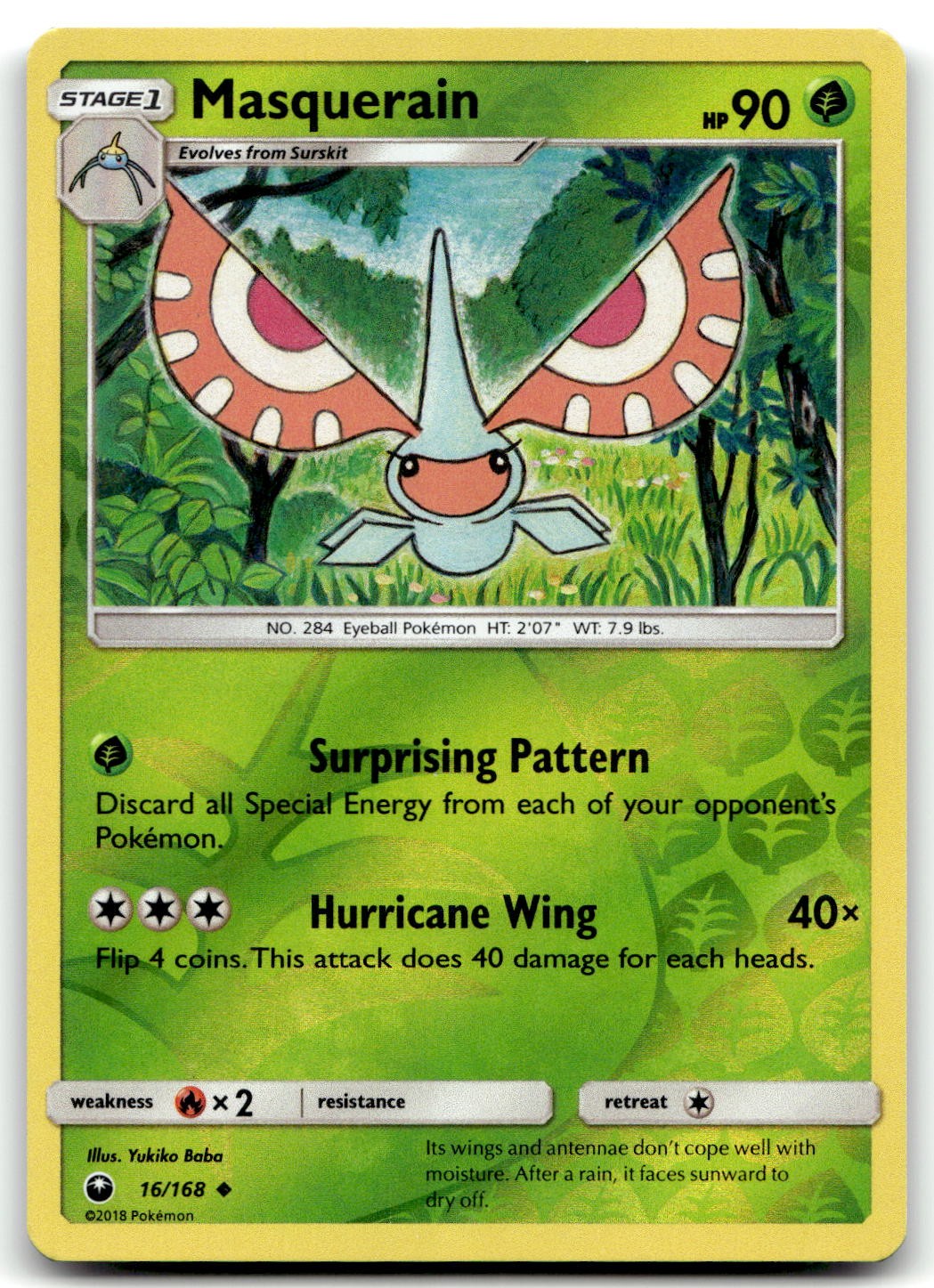 Masquerain 16/168 SM - Celestial Storm Uncommon Reverse Holo Pokemon TCG LP