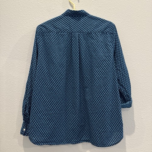 Lands End Shirt Womens L 14-16 Blue Roll Tab Long Sleeve Button Up Linen Blend - Picture 4 of 6