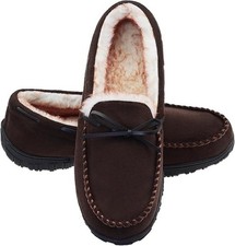 Men's Memory Foam Moccasin Slippers Warm Plush Indoor Outdoor House Shoes Gift