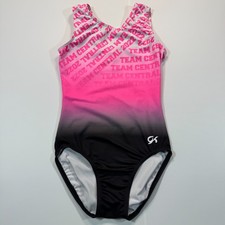 VTG GK Elite Tank Leotard Girl XS Pink Team Central 2022 Print Nylon USA Stretch